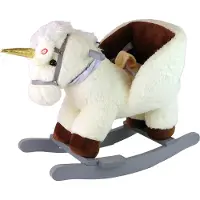 Leantoys Hobbelpaard Wipstoel Witte Eenhoorn - Met geluid - 48 x 60 x 33 cm - Schommelstoel