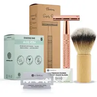 Bamboozy Safety Razor Aluminium Starterkit + Scheerkwast + Scheerzeep Rosé Goud 1 Set