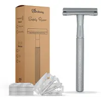 Bamboozy Safety Razor + 20 Mesjes Zilver Mat 1 Set