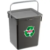 PlasticForte 2x stuks afvalbakken/opslagboxen/emmers kunststof met deksel antraciet 5 liter 20 x 17 x 23 cm - Afvalbak