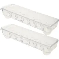 PlasticForte Eierdoos - 2x - koelkast organizer eierhouder - 14 eieren - transparant - kunststof - 37 x 11,5 cm