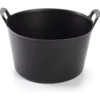 PlasticForte flexibele emmer/kuip - 4x stuks - zwart - kunststof - rond - 15 liter - 24 x 24 x 15 cm - wasmanden - tuinafval - speelgoed