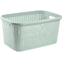 PlasticForte Wasmand - 3x - 35 liter - rotan - mintgroen - kunststof - 53 x 36 x 26 cm