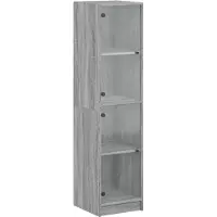 vidaXL Hoge kast met glazen deuren 35x37x142 cm grijs sonoma eiken