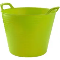 PlasticForte flexibele emmer/kuip - 3x - groen - kunststof - rond - 25 liter - 42 x 38 x 33 cm - wasmanden - tuinafval - speelgoed