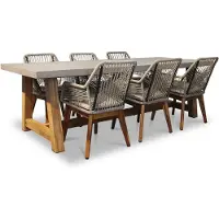 BUITEN living Veltis/Seville zand hout dining tuinset | 6 personen | betonlook + touw | 250cm