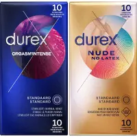 Durex - Orgasm Intense Condooms 10 Stuks & Nude No Latex Condooms 10 Stuks - Pakket