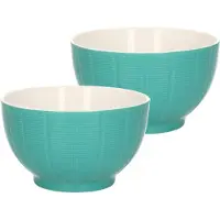 Excellent houseware Soepkommen/serveer schaaltjes - 2x - Venice - keramiek - D14 x H8 cm - jade groen
