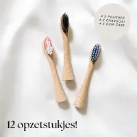 Bamboo stories Opzetstukjes elektrische bamboe tandenborstel - 12 stuks -