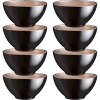 Luminarc Kommetjes/soepkommen/schaaltjes voor dessert/ontbijt - 8x - Glas - D13 x 6 cm - zwart