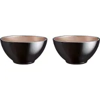 Luminarc Kommetjes/soepkommen/schaaltjes voor dessert/ontbijt - 2x - Glas - D13 x 6 cm - zwart
