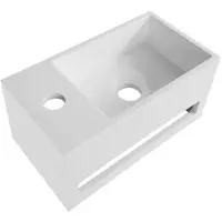 Boss & Wessing Fontein BWS Veroni met Handdoekhouder Solid Surface Mat Wit (kraangat links)