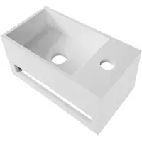 Boss & Wessing Fontein BWS Veroni met Handdoekhouder Solid Surface Mat Wit (kraangat rechts)