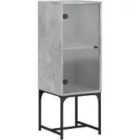 vidaXL Bijzetkast met glazen deur 35x37x100 cm betongrijs