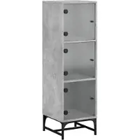 vidaXL Hoge kast met glazen deuren 35x37x120 cm betongrijs