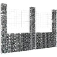 vidaXL Schanskorf U-vormig met 3 palen 260x20x200 cm ijzer