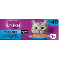 Whiskas 1+ - Kattenvoer natvoer - Vis - Selectie in gelei - maaltijdzakjes 40 x 85 g