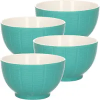 Excellent houseware Soepkommen/serveer schaaltjes - 4x - Venice - keramiek - D14 x H8 cm - jade groen