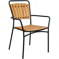 House Nordic - Cleveland - Set van 4 Stijlvolle Tuinstoelen - 64 x 64 x 91 cm - Teak Hout & Metaal - Natuurlijk / Zwart