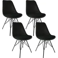 Kick Collection kuipstoel Velvet zwart - zwart frame - set van 4