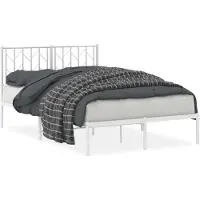 vidaXL Bedframe met hoofdbord metaal wit 120x200 cm