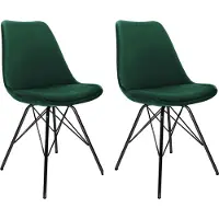 Kick Collection kuipstoel Velvet donkergroen - zwart frame - set van 2