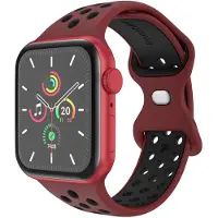 IMoshion Siliconen Sport⁺ bandje voor de Apple Watch | 38/40/41/42 mm - Maat S/M - Wine Red & Black