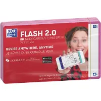 Oxford Flash 2.0 - Flashcards - Blanco - A7 - Fuchsia rand - 80 stuks
