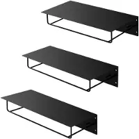ML-Design Set van 3 wandkapstokken met kledingstang Allie | staal zwart 60x30x15 cm wandstangen | NADUVI