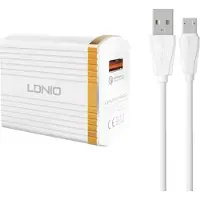 LDNIO - A1302Q - Snellader / oplader met Geschikt voor: OplaadKabel 1 Meter Micro USB Kabel geschikt voor : Samsung Galaxy / Nokia / Motorola / Huawei / Oppo / LG