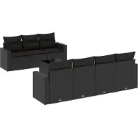 vidaXL 8-delige Loungeset met kussens poly rattan zwart