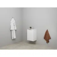 Bewonen Luuk Badmeubel Met 1 Deur - 45x36cm - Keramiek Wastafel - 1 Kraangat - Mat Wit - Zonder Spiegel - Bouwpakket - 8718835187064 - Wastafels,