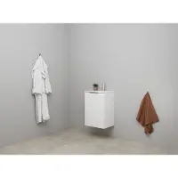 Bewonen Luuk Badmeubel Met 1 Deur - 45x36cm - Keramiek Wastafel - 1 Kraangat - Hoogglans Wit - Zonder Spiegel - Bouwpakket - 8718835187088