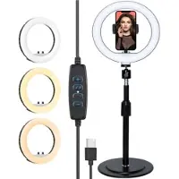 Lurk ringlicht studioset 8 inch met verstelbaar statief, microfoon en afstandsbediening - zwart