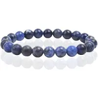 Memphis Natuursteen Armband met 8mm Kralen - Sodalite Dark