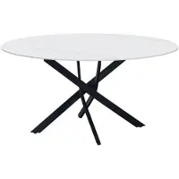 Dimehouse Ronde eettafel Vivian Ø150 cm marmerlook wit spinpoot
