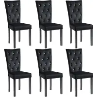 The Living Store : Eetkamerstoelen, 6 stuks, fluweel, zwart