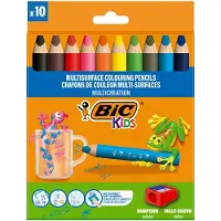 BIC Kids Multisurface - Kleurpotloden - Kinderen en volwassenen - Verschillende Kleuren - Potlood - 10 Stuks