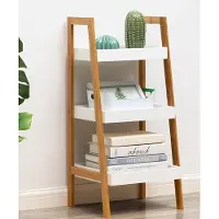 Ceruzo Wandrek met Schappen -32x30xH75 cm -Bamboe en MDF- Bamboe met Wit