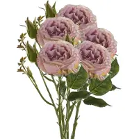 Emerald Kunstbloem roos Anne - 5x - paars - 37 cm - decoratie bloemen