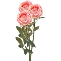 Emerald Kunstbloem roos Joelle - 3x - roze - 65 cm - decoratie bloemen