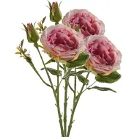 Emerald Kunstbloem roos Anne - 3x - roze - 37 cm - decoratie bloemen
