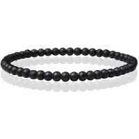 Memphis Natuursteen Armband - 4mm Matte Onyx Agate