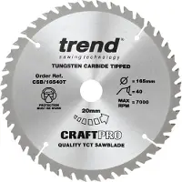 Trend Cirkelzaagblad 165x20x1,5mm 40T