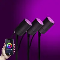 Ks Verlichting 3x LED Pin Tuinspot Zwart met Color LED