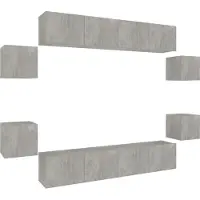 vidaXL 8-delige Tv-meubelset bewerkt hout betongrijs