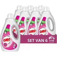Omo - Vloeibaar Wasmiddel - Kleur - 6 flessen - 114 Wasbeurten - Voordeelverpakking