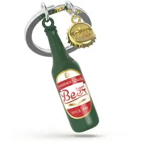 Metalmorphose sleutelhanger bierfles met dop