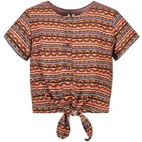 B.NOSY T-shirt Bibi met all over print brique/blauw Bruin Meisjes Polyester Ronde hals - maat 122/128