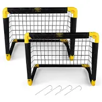 Edco Voetbaldoel 50 x 44,5 x 44,5 cm - Voetbaldoeltjes Set van 2 - Voetbalgoal Opvouwbaar - Voetbal Goal Makkelijk Opbergen - Voetbal Training Goals voor Kinderen - Kunststof - Zwart/ Geel